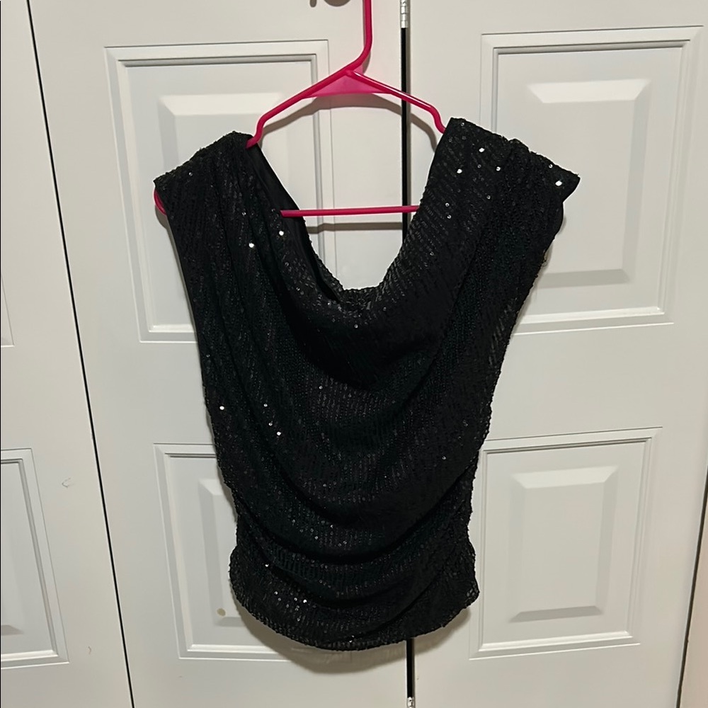 Black Sequin Sleeveless Top